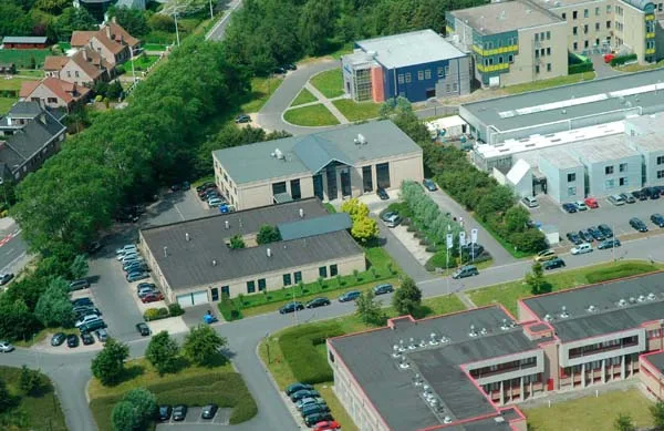 Aerial view of the office buildings at Technologiepark, Zwijnaarde